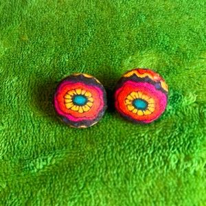 Vintage Fabric Button Earrings
